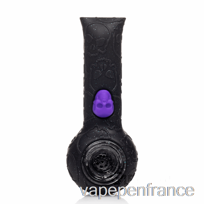 Stratus Silicone Crâne Main Pipe Brillant Panthère (paillettes Noir / Uv Vert Abeille) Stylo Vape